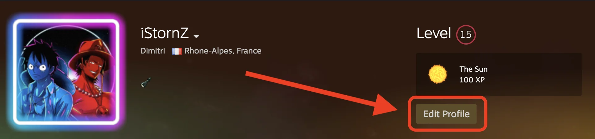 Steam edit profile page