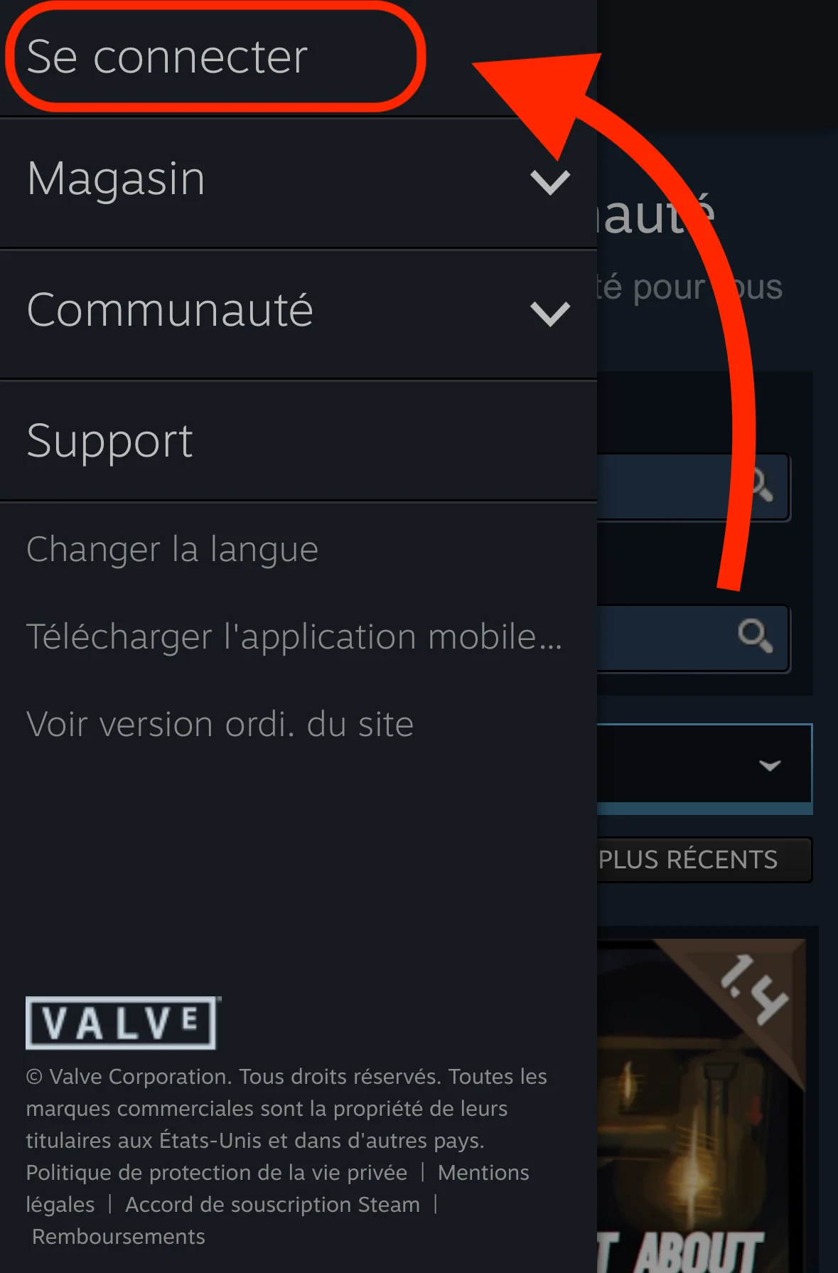 Connexion Steam mobile