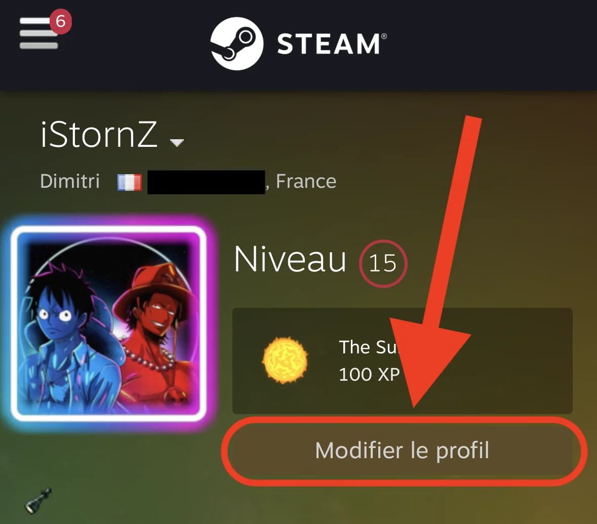 Modifier le profil Steam mobile