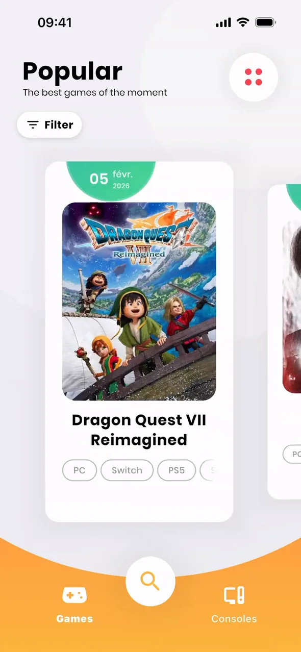 Radion Entdecken-Screen mit Spielekatalog